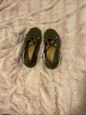 CROCS Chocolate Brown Mary Jane Flats with Cross Strap